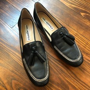 Karl Lagerfeld Bari Leather Loafers, 8M, Black